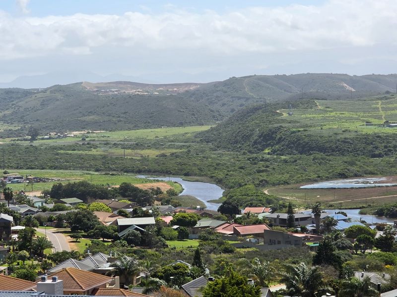 Elevated panoramic view overlooking the surrounding residential neighbourhood, natural river landscape, and distant rolling hills.