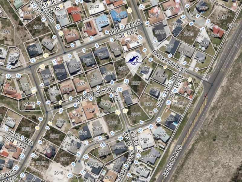 An aerial map view showing the residential street layout and surrounding neighborhood context for the property location.