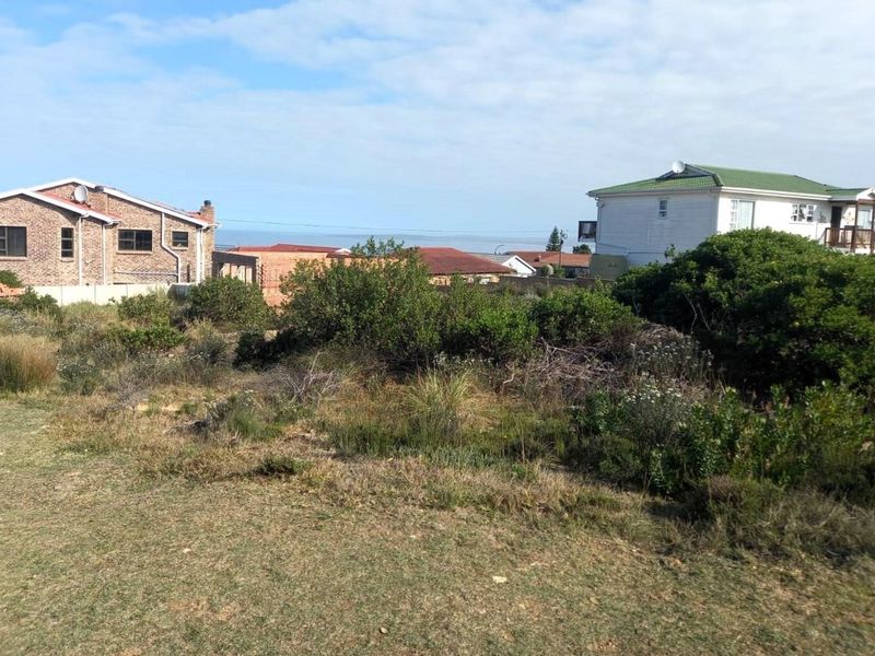 A vacant residential plot featuring natural coastal vegetation with surrounding established homes and distant ocean views.