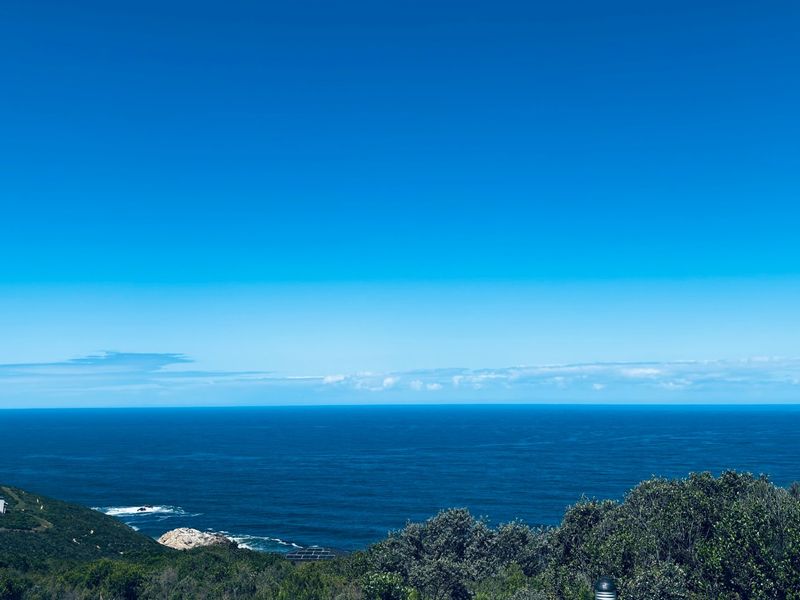 A scenic, elevated view of the ocean and coastline, showcasing the natural landscape and horizon.
