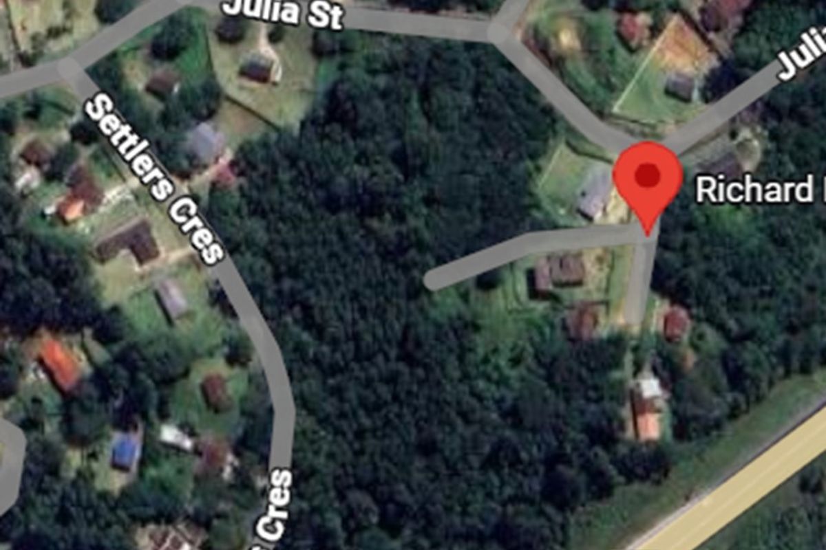 An aerial satellite view showing the location of the residential property within the surrounding neighborhood street network.