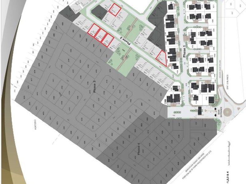 A detailed site layout plan showing the development phases of the property.