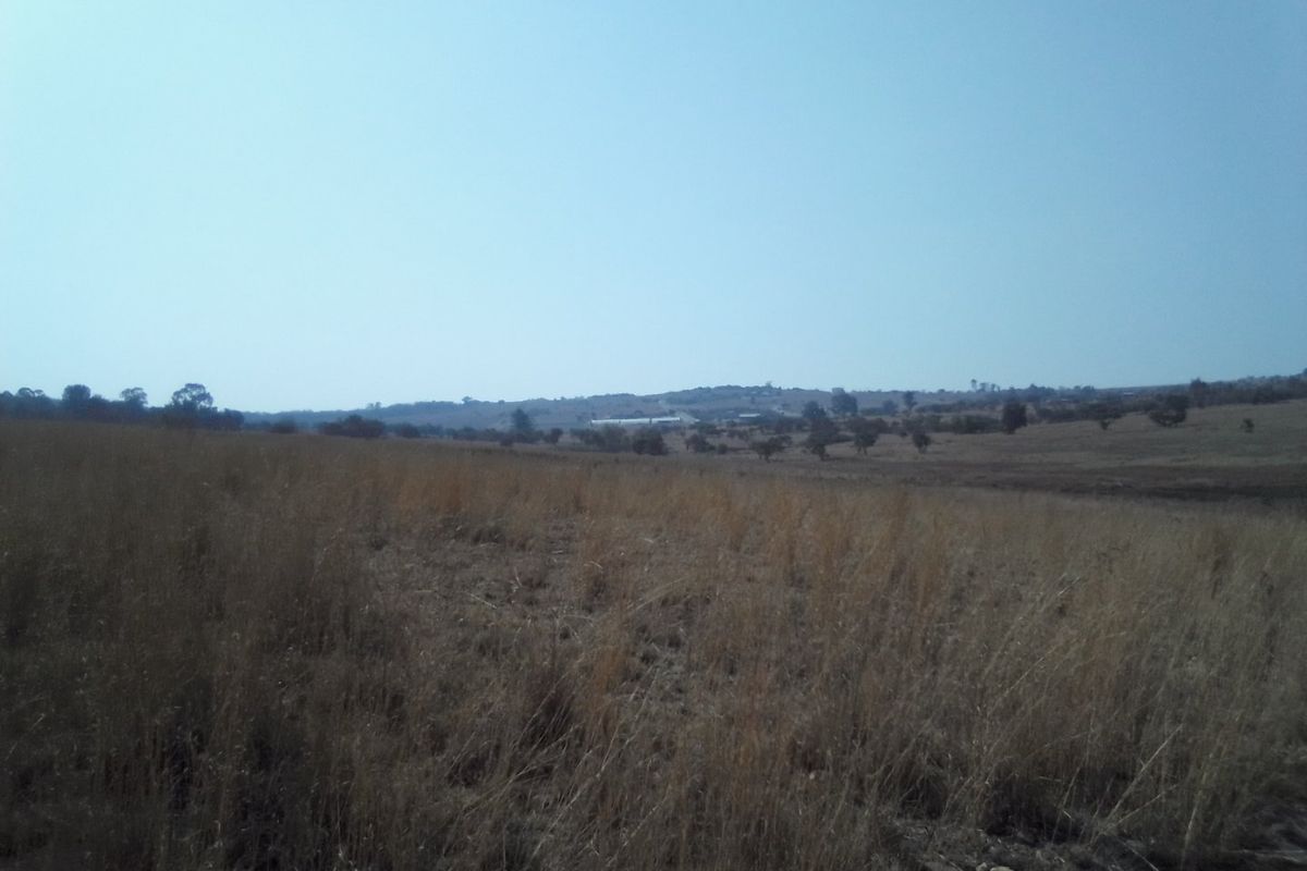 A wide-angle view of open, undeveloped residential land featuring dry grass and distant rolling hills under a clear sky.