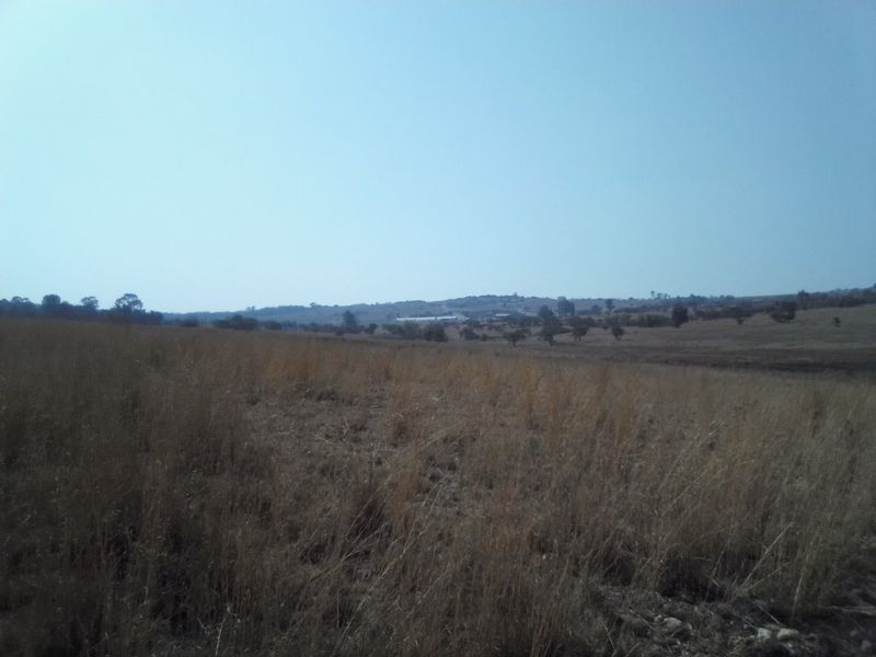 A wide-angle view of open, undeveloped residential land featuring dry grass and distant rolling hills under a clear sky.