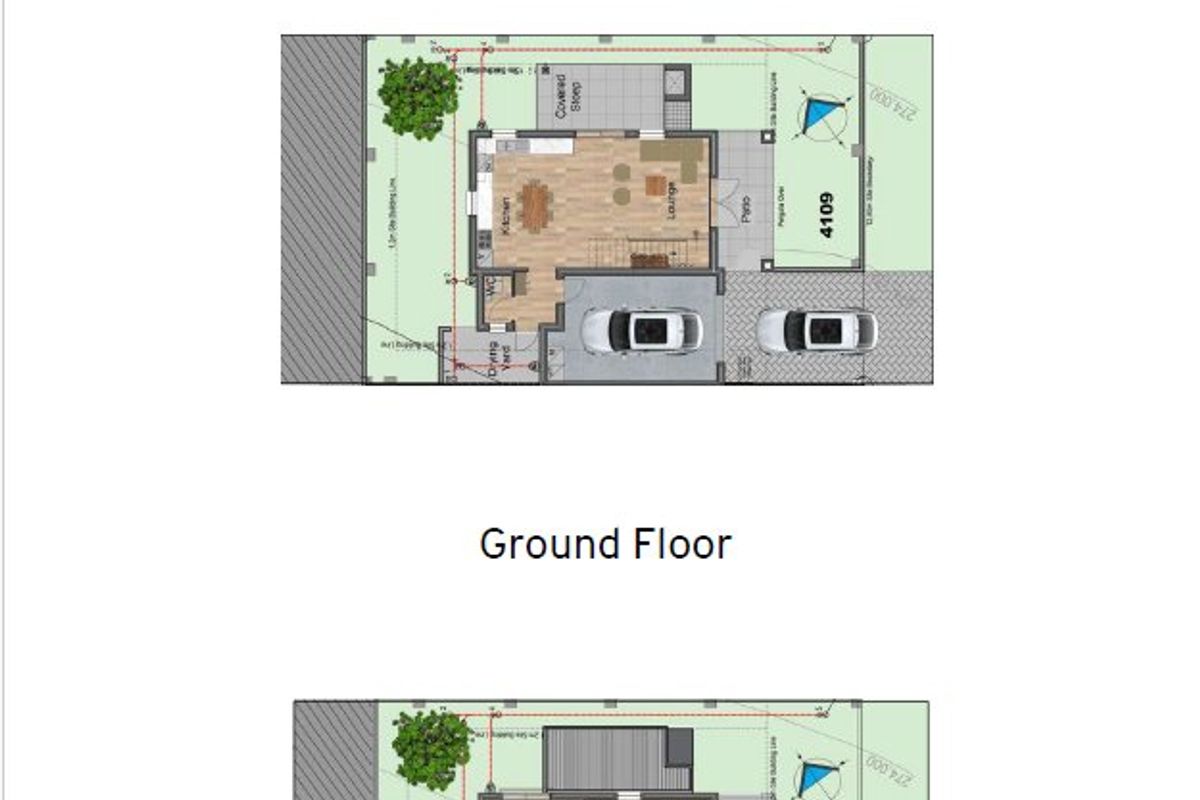 Architectural floor plan for a 169.4 square meter, three-bedroom, two-and-a-half bathroom duplex house.