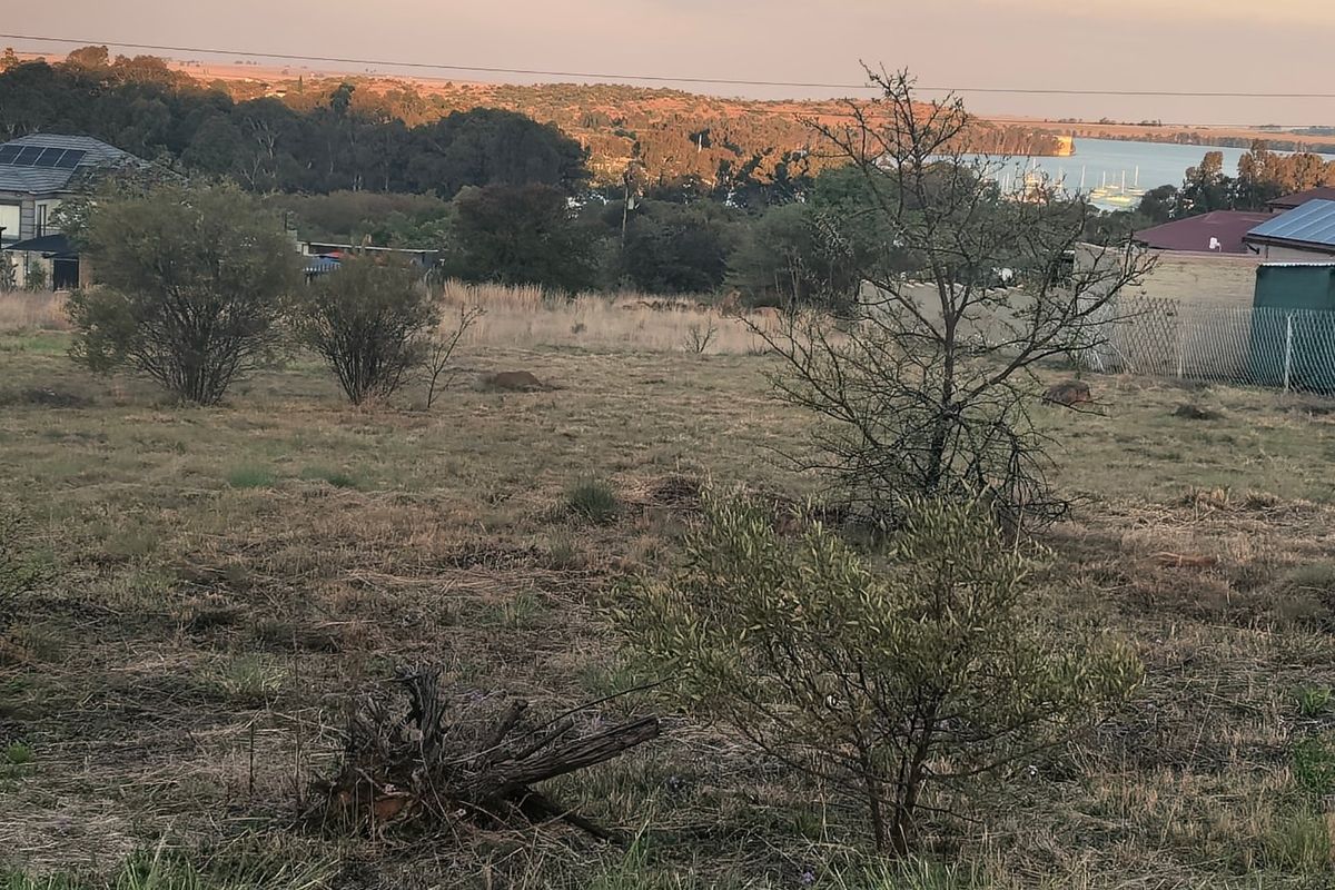 A view of the vacant residential land featuring natural vegetation and distant water views.