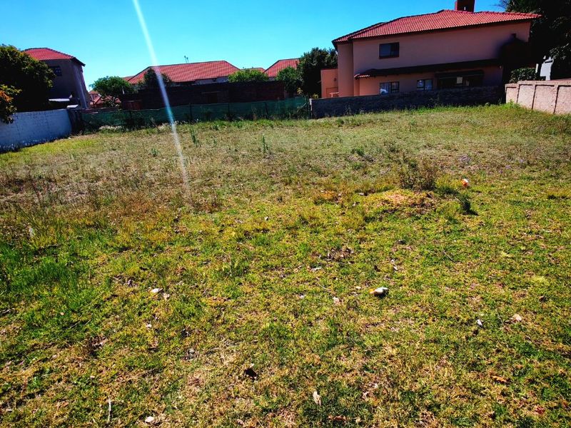 A vacant residential plot of land featuring grass coverage and perimeter boundary walls, situated in a developed suburban neighborhood.
