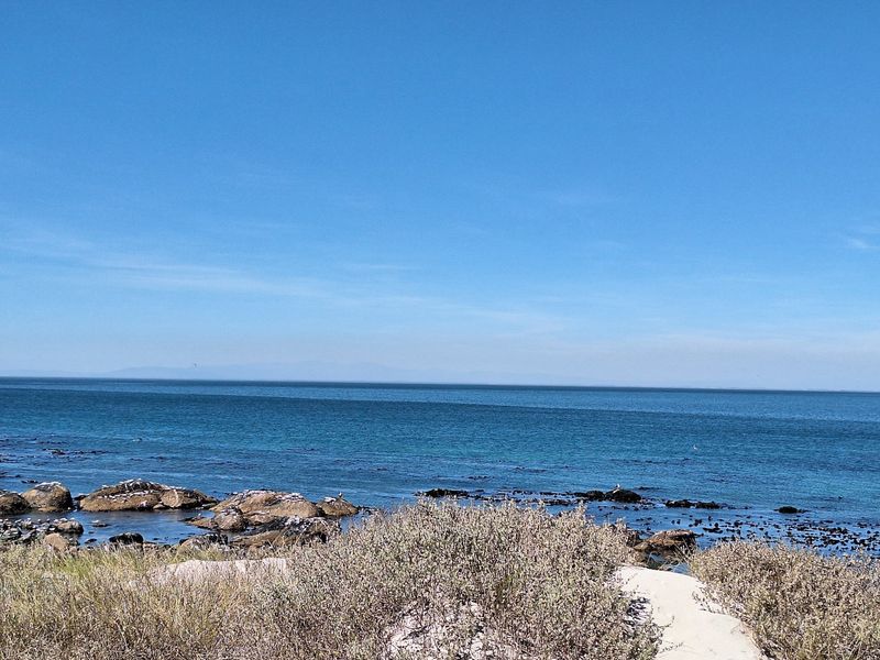 A scenic view of the ocean and rocky coastline, showcasing the natural beauty and coastal setting of the vacant land.