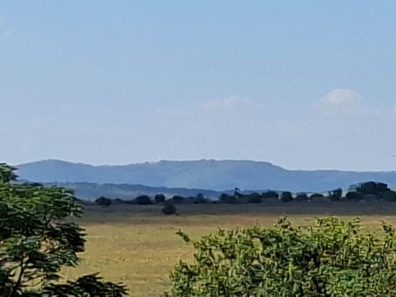 A scenic view of the surrounding landscape and distant hills, showcasing the natural terrain of the vacant residential land.