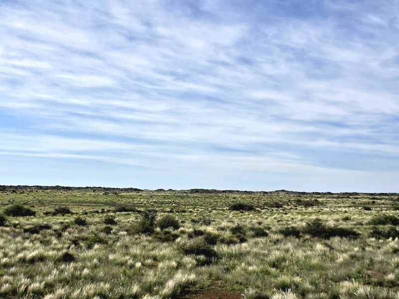 A wide-angle view of the expansive, natural landscape and open veld characteristic of the farm property.