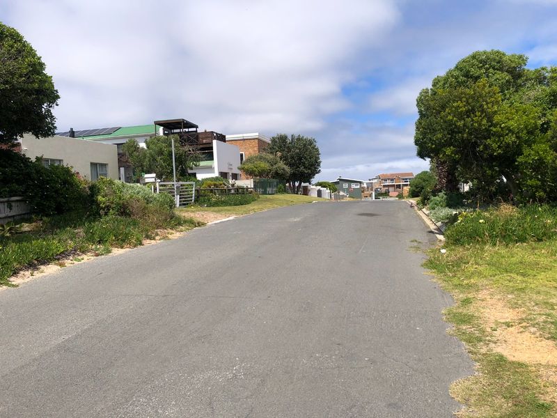 A clear street view showing the asphalt road, surrounding residential properties, and established greenery in a quiet coastal neighborhood.