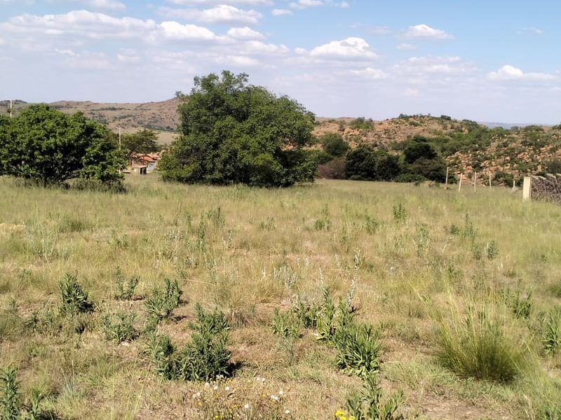A view of the vacant residential land featuring natural vegetation and a stone boundary wall against a backdrop of rolling hills.