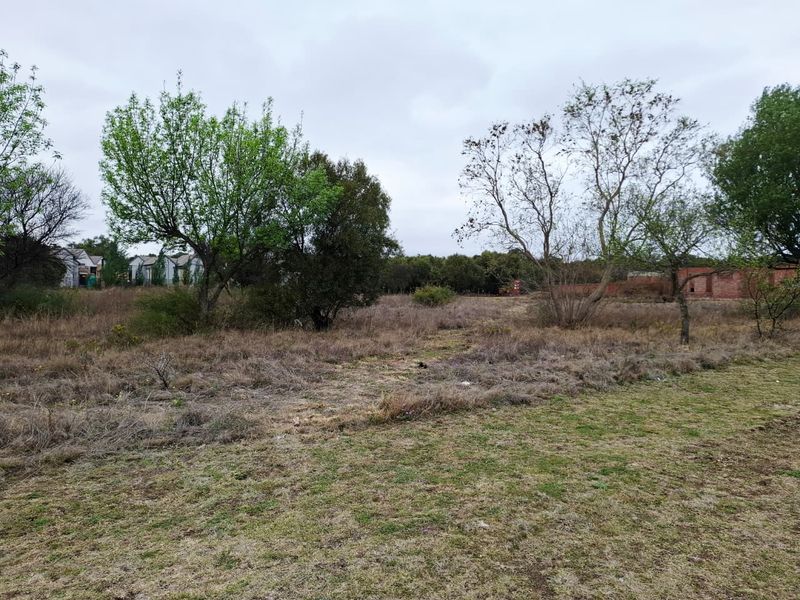 A view of a vacant residential plot featuring natural grassland and mature trees, offering a blank canvas for future development.