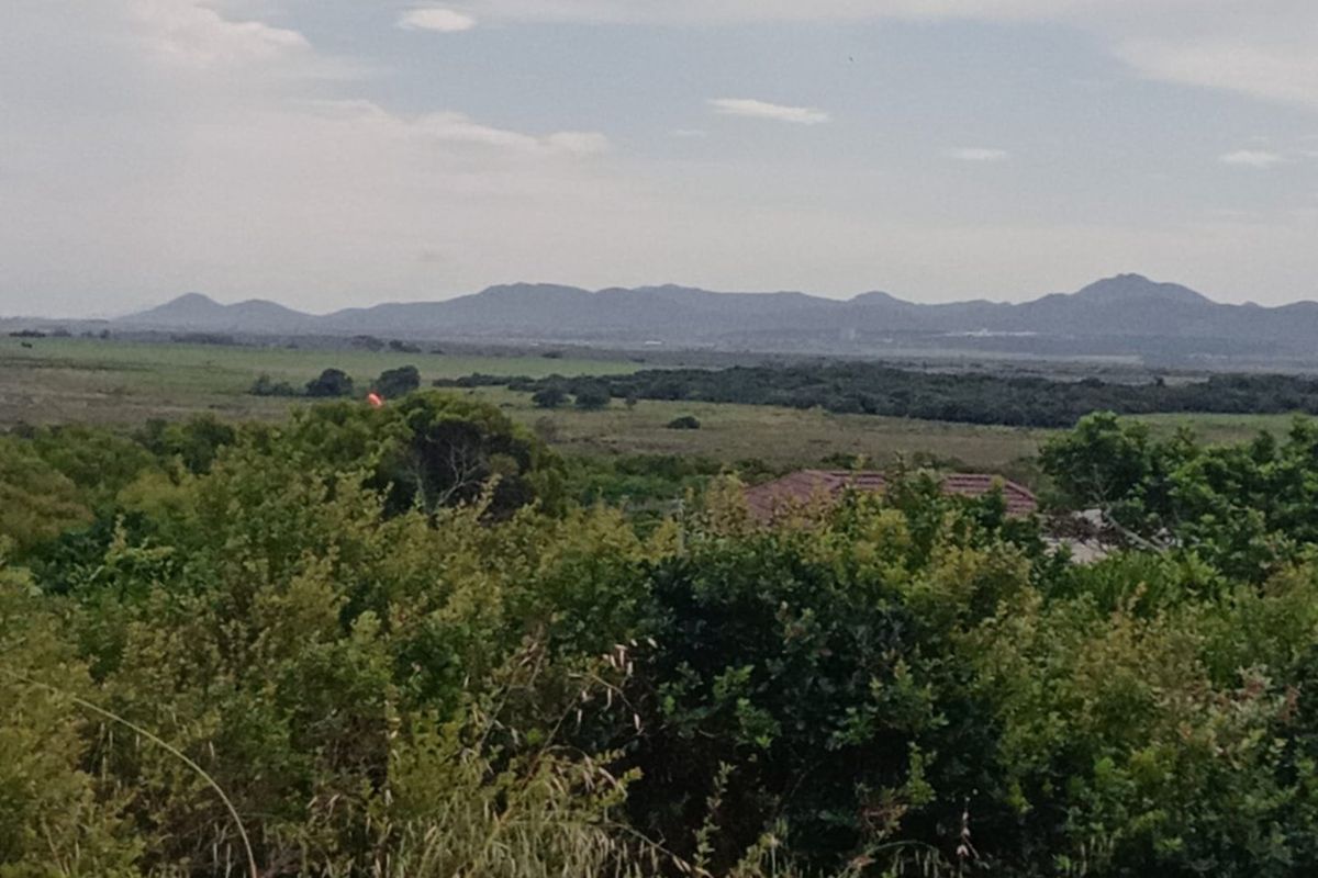 A scenic view of the surrounding natural landscape and distant mountain range from the vacant residential property.