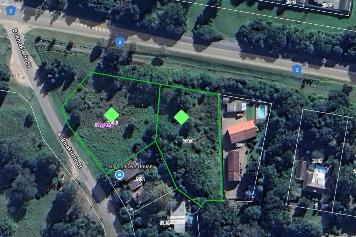 Aerial view of vacant residential land plots with surrounding vegetation and road access.