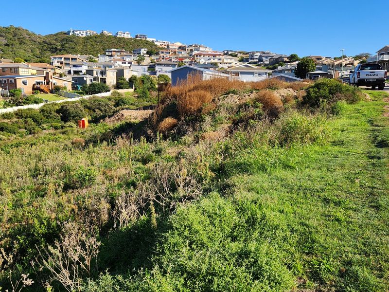 A view of a vacant residential plot featuring natural vegetation and a sloped landscape, situated in a developed neighborhood.