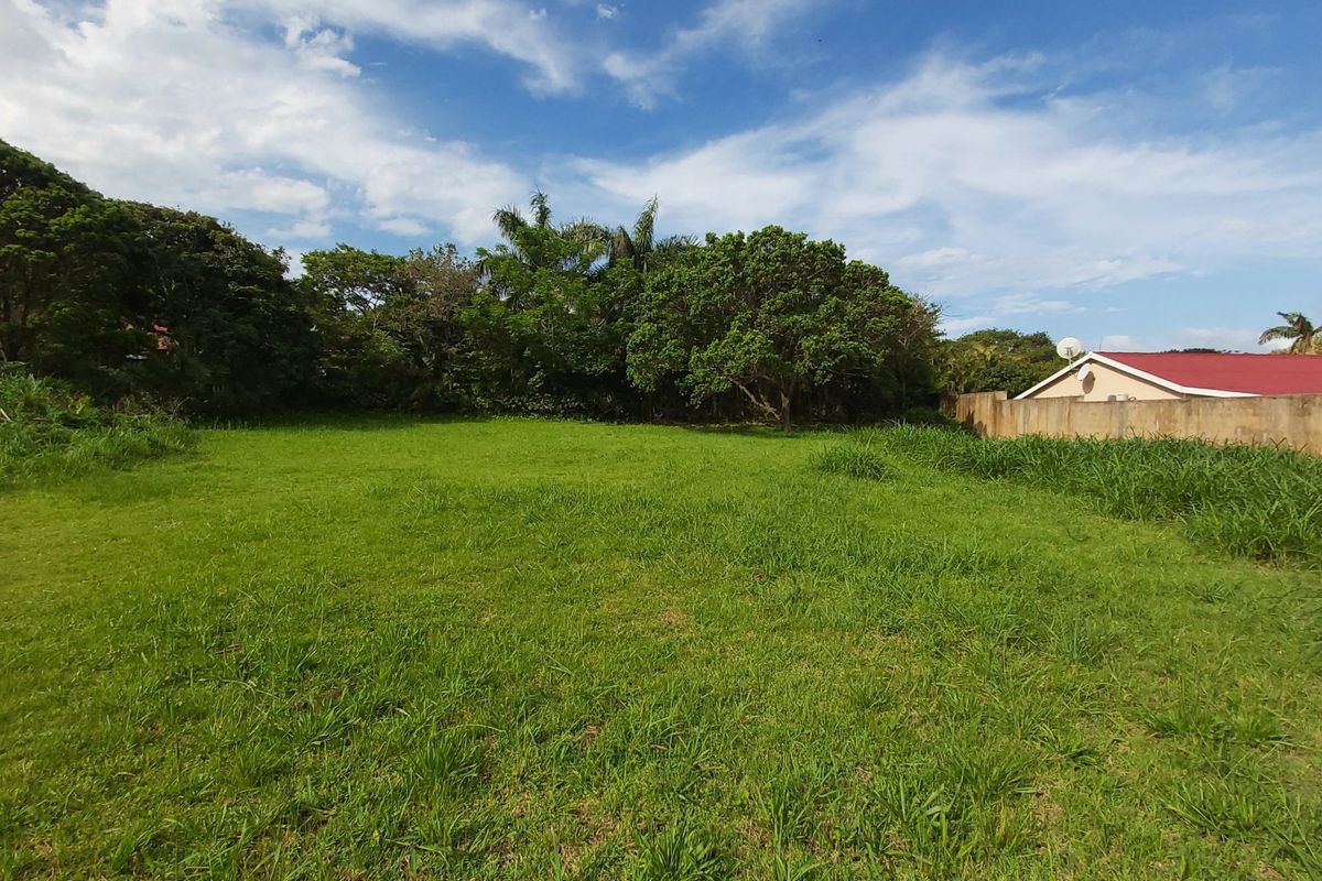 A spacious, grassed residential plot featuring mature trees and a boundary wall, offering a clear area for potential development.