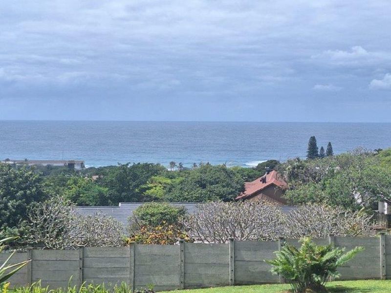 Elevated coastal view overlooking surrounding residential properties, lush greenery, and the ocean horizon.