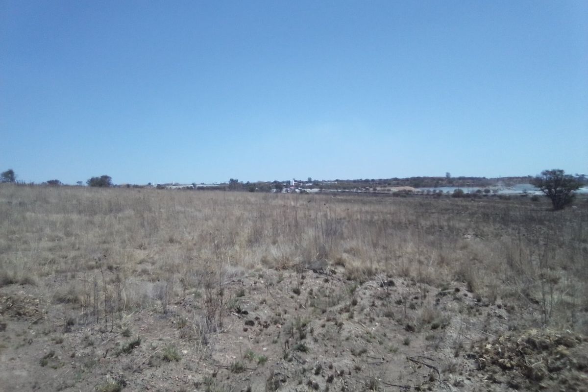 A wide-angle view of an expansive, undeveloped residential plot featuring dry natural vegetation and open landscape.