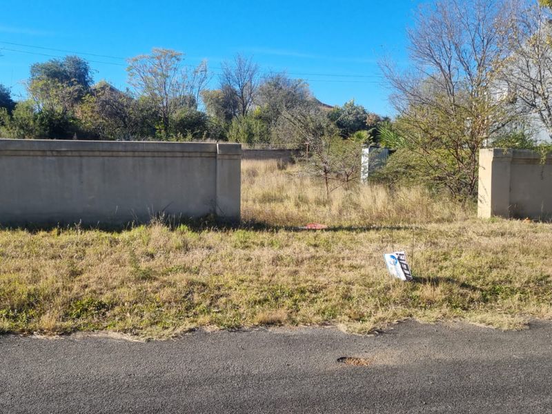 A vacant residential plot featuring a boundary wall and gate pillars, with overgrown grass and established trees on the property.