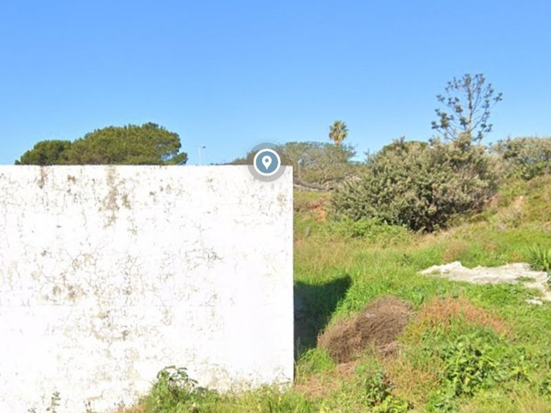 A view of a vacant residential plot featuring a weathered boundary wall and natural vegetation.