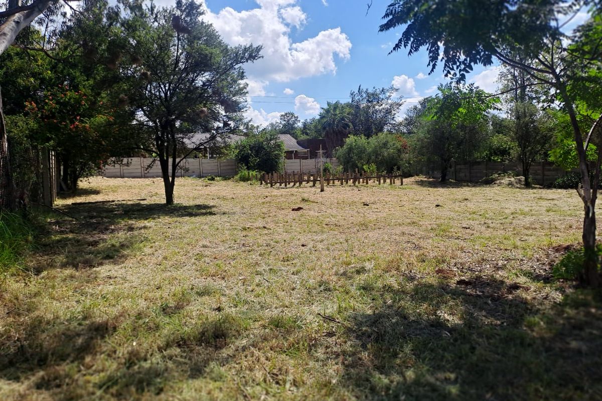 A spacious, level residential plot featuring mature trees and secure precast concrete boundary walls, offering a blank canvas for development.