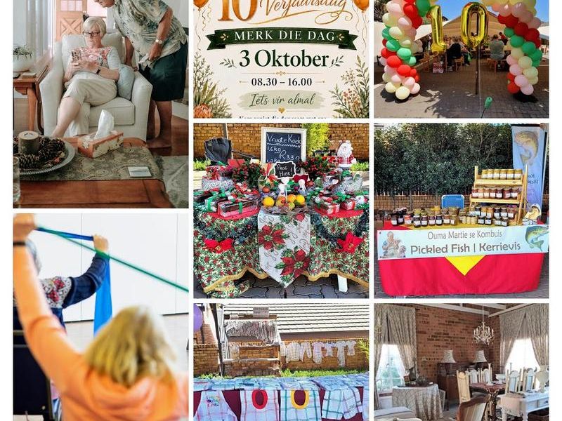 A collage of various event photos featuring community activities, market stalls, and social gatherings at a residential estate.