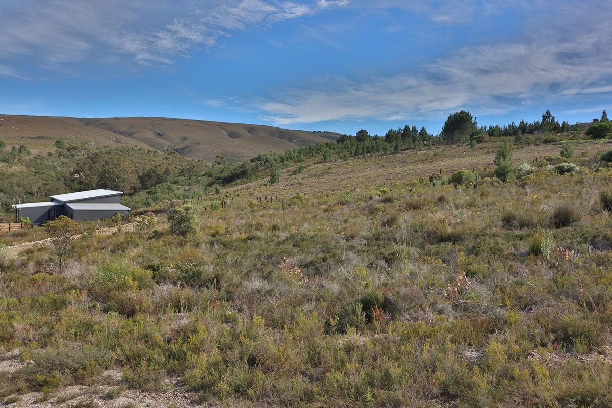 A scenic view of the expansive agricultural land featuring natural fynbos vegetation and rolling mountain hills in the background.