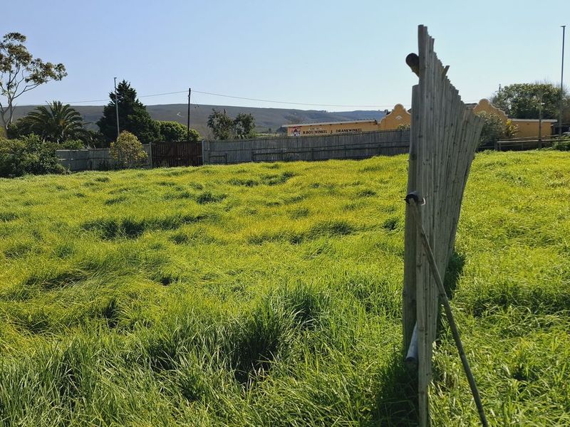 A view of a vacant residential plot featuring overgrown grass and perimeter fencing with a section showing signs of leaning.