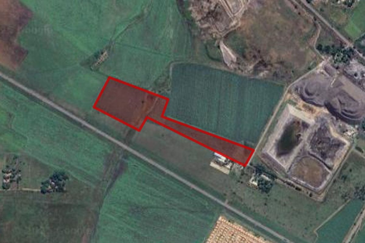 Aerial view of the farm property showing the land boundaries and surrounding agricultural landscape.