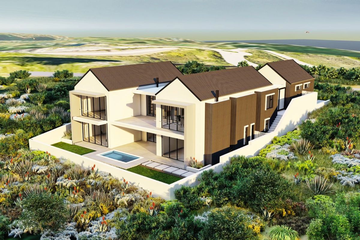 An aerial view of a modern two-story residential property featuring a swimming pool, landscaped garden, and contemporary architectural design.