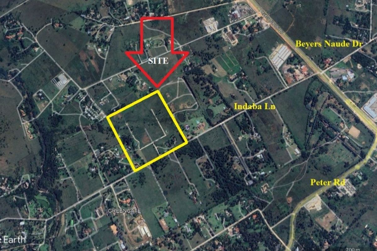 Aerial view of the property site location, highlighting the land boundaries and surrounding road infrastructure in a rural farm setting.