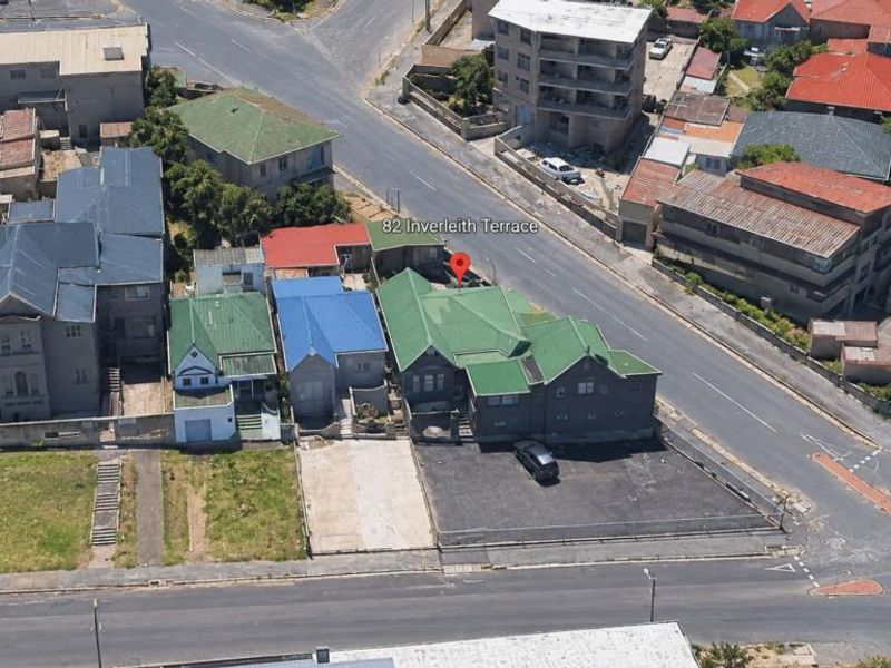 An aerial view of the property located at 82 Inverleith Terrace, showing the building footprint, roof structure, and surrounding street layout.